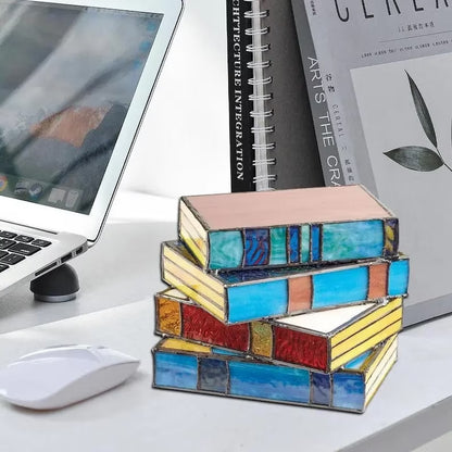 Stained Glass Stacked Books Lamp